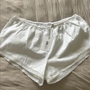 Sunday Best White Lace-Trim Shorts